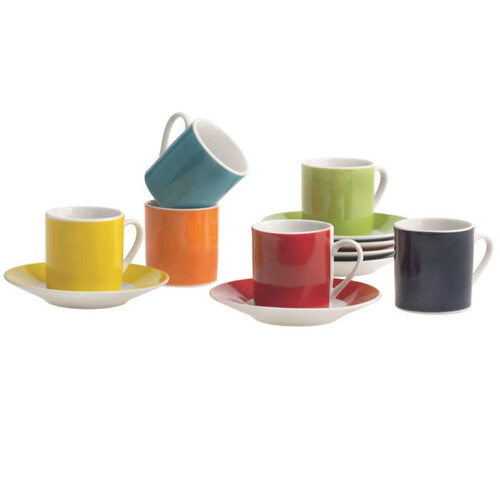 KASA Joc de 6 tasses de cafè de colors