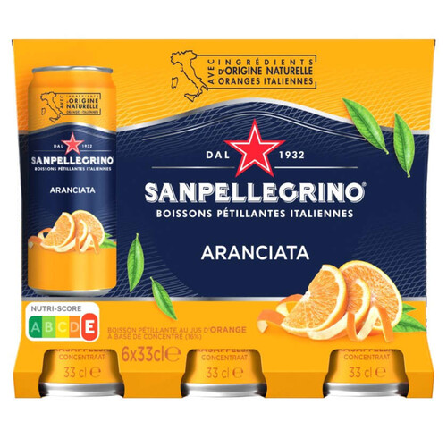 SAN PELLEGRINO Aigua amb gas amb gust de taronja 6x33cl