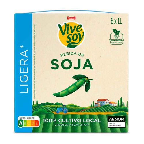 VIVE SOY Beguda de soja lleugera sense sucre 6x1L en cartró