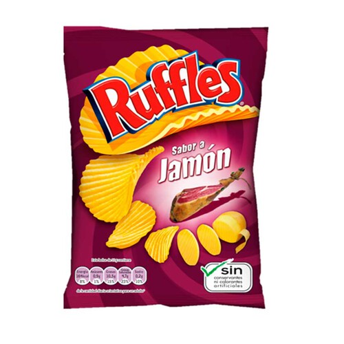 RUFFLES Patates fregides amb gust de pernil