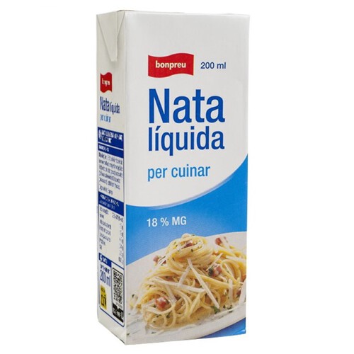 BONPREU Nata líquida per cuinar en cartró de 200 ml