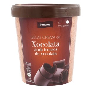 BONPREU Helado crema de chocolate con trozos de chocolate 0.35kg