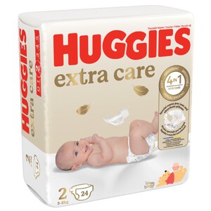 HUGGIES EXTRA CARE Pañales talla 2 (3-6kg) 24 por envase