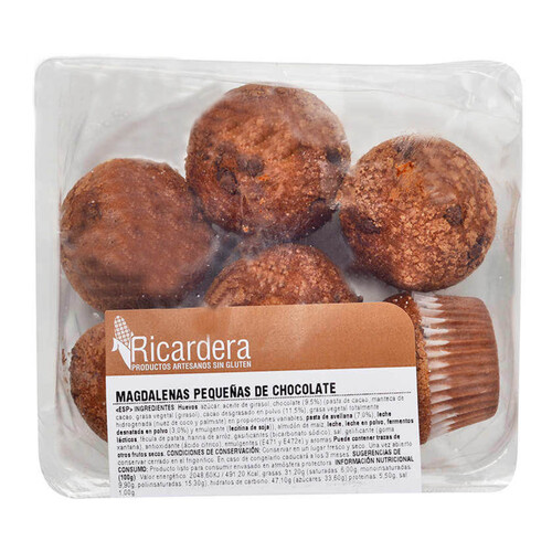 RICARDERA Magdalenes mini de xocolata sense gluten