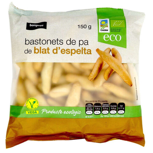 BONPREU Bastonets de pa de blat d'espelta ecològics