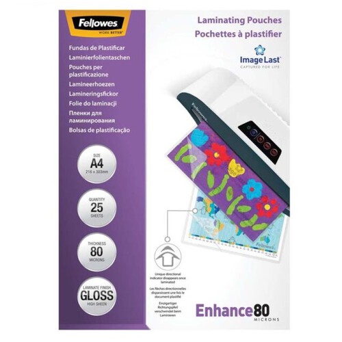 FELLOWES Funda plastificadora de 80 micres