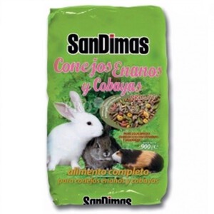 SANDIMAS Comida completa para conejos enanos y cobayas 0.9kg