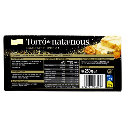 BONPREU Torró de nata i nous