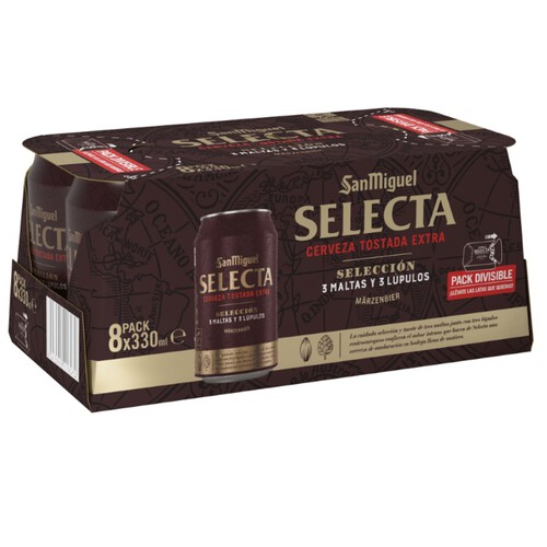 SAN MIGUEL Cervesa torrada extra Selecta 8 x 33 cl en llauna