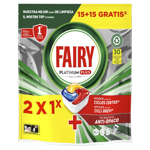 FAIRY PLATINUM PLUS Rentavaixelles Platinum Plus en bossa de 30 càpsules