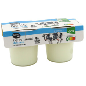 TERRA I TAST Yogur natural desnatado ecológico 2 x 0.125kg