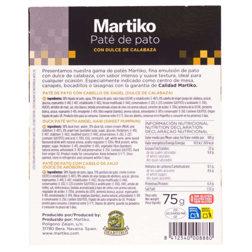 MARTIKO Paté d'ànec amb dolç de carbassa