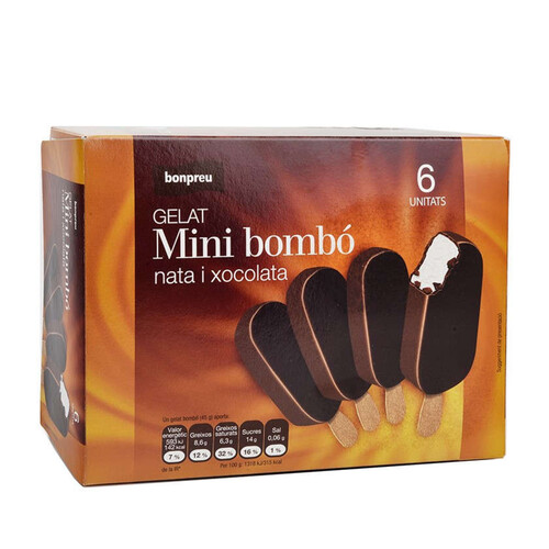 BONPREU Gelat mini bombó de xocolata i nata