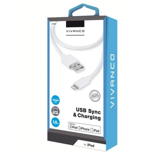 VIVANCO Cable USB Iphone blanc 1,5 m