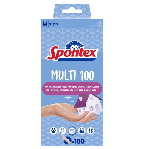 SPONTEX Guants de vinil transparents T.7