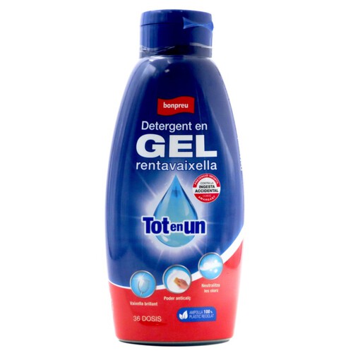 BONPREU Detergent en gel per a rentavaixella en ampolla de 36 dosis