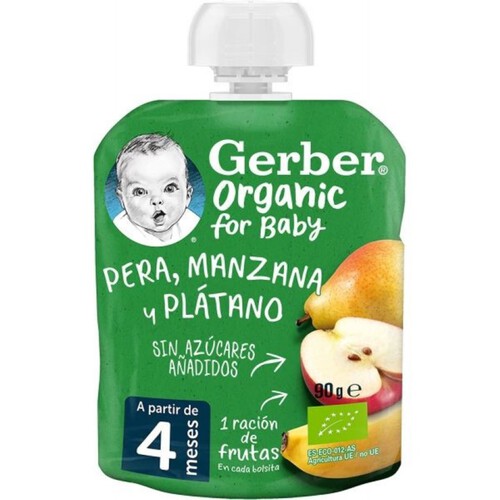 GERBER Puré de pera, poma i plàtan ecològic