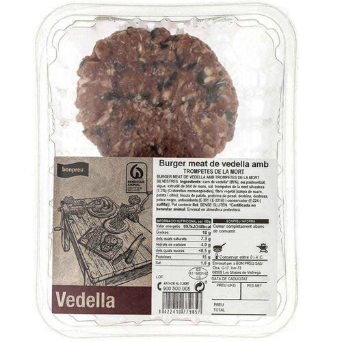 BONPREU Burger meat de vedella amb trompetes de la mort