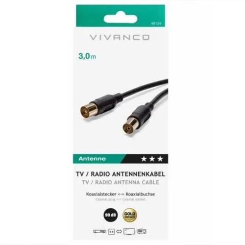 VIVANCO Cable d'antena 90 dB de 3 metres negre