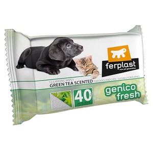 FERPLAST Toallitas higiénicas aroma a té verde para perro y gato 40 por envase