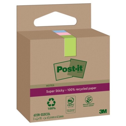 POST-IT Notes adhesives reciclades 47,6x47,6