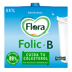 FLORA FOLIC B Bebida láctea Folic B entera 6x1L en cartón 6L