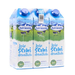 ASTURIANA Leche semidesnatada 6x1L en cartón 6L