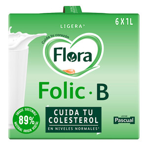 FLORA FOLIC B Bebida láctea Folic B semi 6x1L en cartón 6L