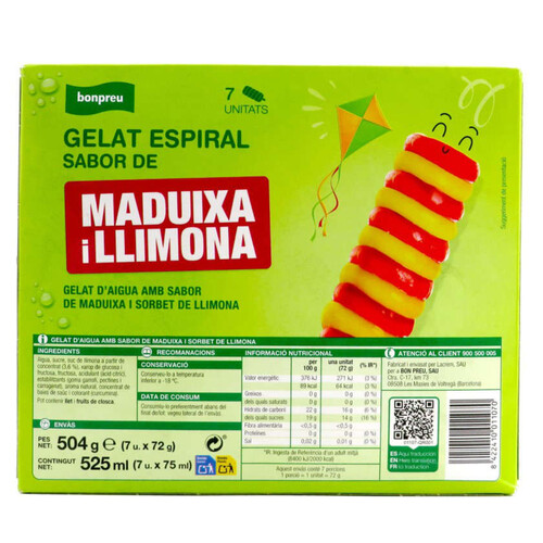 BONPREU Gelat espiral sabor de maduixa i llimona