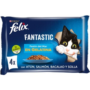 FELIX Comida en gelatina con pescado Fantastic para gatos 4 x 1 por envase