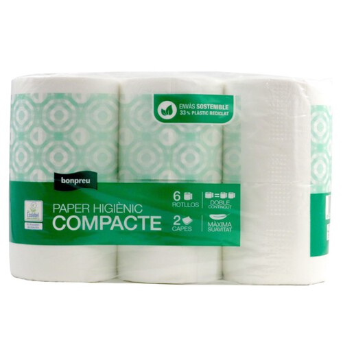 BONPREU Paper higiènic compacte 2 capes