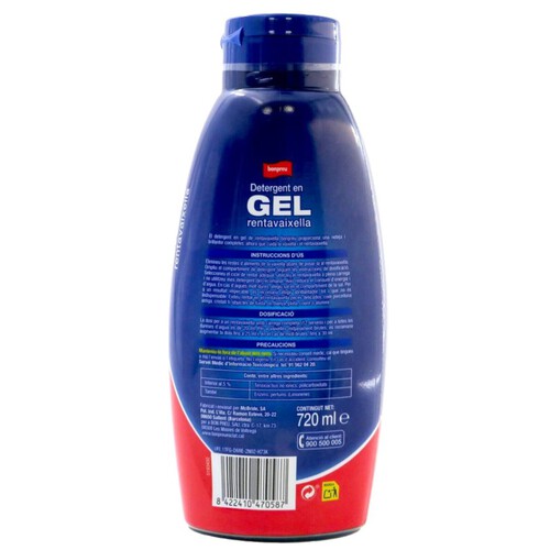 BONPREU Detergent en gel per a rentavaixella en ampolla de 36 dosis