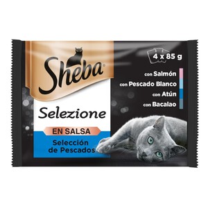 SHEBA Comida de salsa de pescado para gato adulto 0.34kg