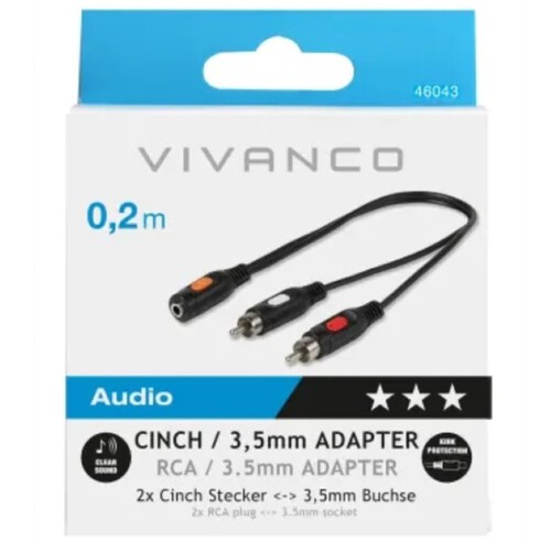 VIVANCO Adaptador RCA a jack 0,2 m