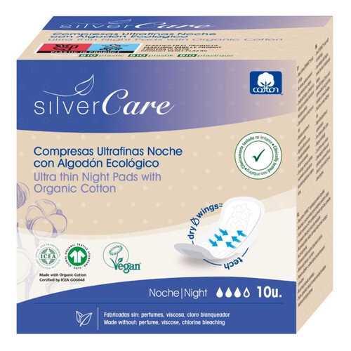 SILVER CARE Compresa ecològica de nit ultrafina