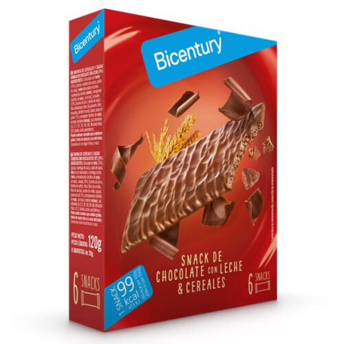 BICENTURY Snacks de cereals i xocolata amb llet