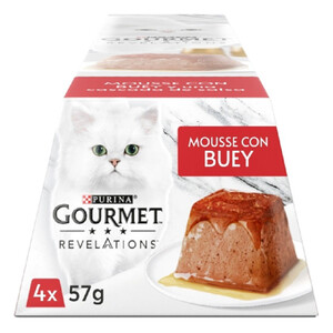 GOURMET REVELATIONS Comida en mousse de buey para gato adulto 4 x 0.057kg