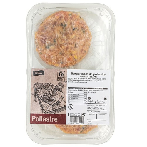 BONPREU Burguer meat de pollastre teriyaki i sèsam