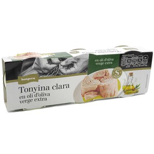 BONPREU Atún claro en aceite de oliva virgen extra 3 x 0.067kg