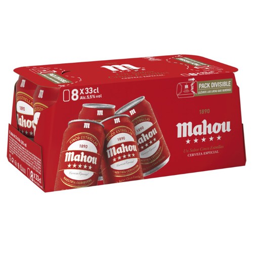 MAHOU 5 ESTRELL Cervesa especial 8 x 33 cl en llauna