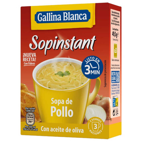 GALLINA BLANCA Sopa instantània de pollastre amb pasta Sopinstant