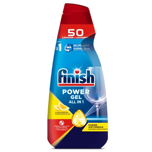 FINISH POWER GEL Rentavaixelles en gel llimona Power Gel All in 1 de 50 dosis