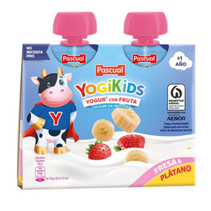 YOGIKIDS Yogur líquido de fresa y plátano 2 x 0.08kg