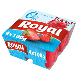 ROYAL Gelatina sabor fresa 0% azúcares 4 x 0.1kg