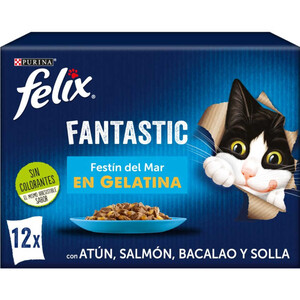 FELIX Comida de festín del mar en gelatina para gatos 12 x 1 por envase