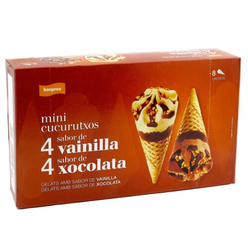 BONPREU Mini cucurutxos sabor de vainilla i sabor de xocolata