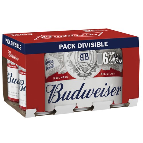 BUDWEISER Cervesa americana 6x33cl en llauna