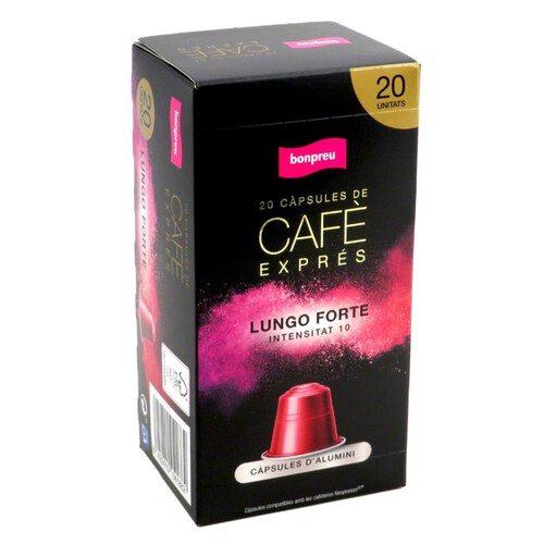 BONPREU Càpsules de cafè Lungo Forte intensitat 10