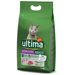 ULTIMA Comida de buey para gato adulto esterilizado 3kg