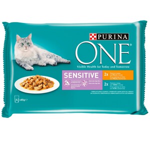 PURINA ONE Comida de pollo y atún para gato adulto 4 x 0.085kg